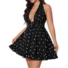 image:imageFloerns Womens Plus Size Polka Dots Halter Mini Dress Backless Ruffle A Line Going Out DressesBlack