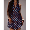 image:imageFloerns Womens Plus Size Polka Dots Halter Mini Dress Sleeveless Deep V Neck Ruched Date Night DressesBrown