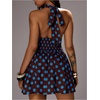 image:imageFloerns Womens Plus Size Polka Dots Halter Mini Dress Sleeveless Deep V Neck Ruched Date Night DressesBrown