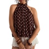 image:imageFloerns Womens Plus Size Polka Dots Halter Top Tie Back Sleeveless Bubble Hem Y2k Going Out Tank TopsBrown