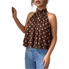 image:imageFloerns Womens Plus Size Polka Dots Halter Top Tie Back Sleeveless Bubble Hem Y2k Going Out Tank TopsCoffee Brown