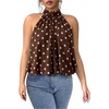 image:imageFloerns Womens Plus Size Polka Dots Halter Top Tie Back Sleeveless Bubble Hem Y2k Going Out Tank TopsCoffee Brown