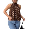 image:imageFloerns Womens Plus Size Polka Dots Halter Top Tie Back Sleeveless Bubble Hem Y2k Going Out Tank TopsCoffee Brown