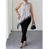 image:imageFloerns Womens Plus Size Polka Dots Halter Tops Lace Trim Sleeveless Asymmetrical Elegant TopWhite