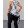 image:imageFloerns Womens Plus Size Polka Dots Halter Tops Lace Trim Sleeveless Asymmetrical Elegant TopWhite