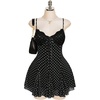 image:imageFloerns Womens Plus Size Polka Dots Lace Dress Tie Front Sleeveless Ruffle Going Out DressesBlack
