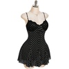 image:imageFloerns Womens Plus Size Polka Dots Lace Dress Tie Front Sleeveless Ruffle Going Out DressesBlack