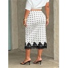 image:imageFloerns Womens Plus Size Polka Dots Lace Midi Skirt Elastic Waist Pencil Dressy Casual SkirtsBlack and White