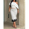 image:imageFloerns Womens Plus Size Polka Dots Lace Midi Skirt Elastic Waist Pencil Dressy Casual SkirtsBlack and White