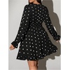 image:imageFloerns Womens Plus Size Polka Dots Long Sleeve Deep V Neck Mini DressBlack