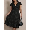image:imageFloerns Womens Plus Size Polka Dots Midi Dress Short Sleeve V Neck DressesBlack