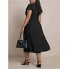 image:imageFloerns Womens Plus Size Polka Dots Midi Dress Short Sleeve V Neck DressesBlack
