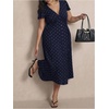 image:imageFloerns Womens Plus Size Polka Dots Midi Dress Short Sleeve V Neck DressesRoyal Blue