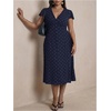 image:imageFloerns Womens Plus Size Polka Dots Midi Dress Short Sleeve V Neck DressesRoyal Blue