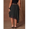 image:imageFloerns Womens Plus Size Polka Dots Midi Skirt Asymmetrical Elegant SkirtBlack