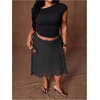 image:imageFloerns Womens Plus Size Polka Dots Midi Skirt Asymmetrical Elegant SkirtBlack