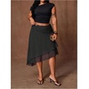 image:imageFloerns Womens Plus Size Polka Dots Midi Skirt Asymmetrical Elegant SkirtBlack