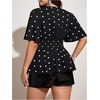 image:imageFloerns Womens Plus Size Polka Dots Peplum Tops Tie Front Bow BlousesBlack