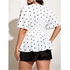 image:imageFloerns Womens Plus Size Polka Dots Peplum Tops Tie Front Bow BlousesWhite