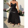 image:imageFloerns Womens Plus Size Satin Leopard Maxi Dress Cowl Neck Sleeveless Night Out Party DressesBlack