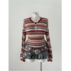 image:imageFloerns Womens Plus Size Striped Knit Tops Fall Long Sleeve SweaterRed Multi