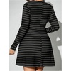 image:imageFloerns Womens Plus Size Striped Lace Mini Dress Elegant Long Sleeve A Line Date Night DressesBlack