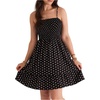 image:imageFloerns Womens Plus Size Tropical Summer Dress Spaghetti Strap Smocked Ruffle Boho DressesBlack Polka Dots