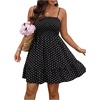 image:imageFloerns Womens Plus Size Tropical Summer Dress Spaghetti Strap Smocked Ruffle Boho DressesBlack Polka Dots