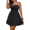 image:imageFloerns Womens Plus Size Tropical Summer Dress Spaghetti Strap Smocked Ruffle Boho DressesBlack Polka Dots