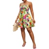 image:imageFloerns Womens Plus Size Tropical Summer Dress Spaghetti Strap Smocked Ruffle Boho DressesLight Green Multi