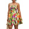 image:imageFloerns Womens Plus Size Tropical Summer Dress Spaghetti Strap Smocked Ruffle Boho DressesLight Green Multi