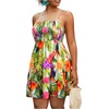 image:imageFloerns Womens Plus Size Tropical Summer Dress Spaghetti Strap Smocked Ruffle Boho DressesLight Green Multi