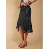 image:imageFloerns Womens Polka Dots Asymmetrical Hem Date Night Midi SkirtsBlack Polka Dots