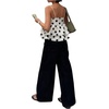 image:imageFloerns Womens Polka Dots Babydoll Camisole Tops Sleeveless Layered Ruffle Going Out TopsBlack and White