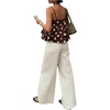 image:imageFloerns Womens Polka Dots Babydoll Camisole Tops Sleeveless Layered Ruffle Going Out TopsCoffee Brown