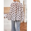 image:imageFloerns Womens Polka Dots Bishop Sleeve Shirts Tie Neck Mesh Blouse TopsBlack and White