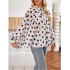 image:imageFloerns Womens Polka Dots Bishop Sleeve Shirts Tie Neck Mesh Blouse TopsBlack and White