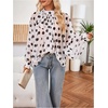 image:imageFloerns Womens Polka Dots Bishop Sleeve Shirts Tie Neck Mesh Blouse TopsBlack and White