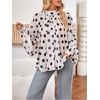 image:imageFloerns Womens Polka Dots Bishop Sleeve Shirts Tie Neck Mesh Blouse TopsBlack and White