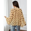 image:imageFloerns Womens Polka Dots Bishop Sleeve Shirts Tie Neck Mesh Blouse TopsButter Yellow