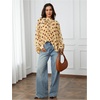 image:imageFloerns Womens Polka Dots Bishop Sleeve Shirts Tie Neck Mesh Blouse TopsButter Yellow