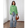 image:imageFloerns Womens Polka Dots Bishop Sleeve Shirts Tie Neck Mesh Blouse TopsLight Green