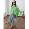 image:imageFloerns Womens Polka Dots Bishop Sleeve Shirts Tie Neck Mesh Blouse TopsLight Green