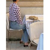 image:imageFloerns Womens Polka Dots Bishop Sleeve Shirts Tie Neck Mesh Blouse TopsMauve Purple