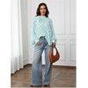 image:imageFloerns Womens Polka Dots Bishop Sleeve Shirts Tie Neck Mesh Blouse TopsMint Blue
