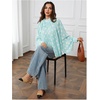 image:imageFloerns Womens Polka Dots Bishop Sleeve Shirts Tie Neck Mesh Blouse TopsMint Blue