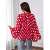 image:imageFloerns Womens Polka Dots Bishop Sleeve Shirts Tie Neck Mesh Blouse TopsRed
