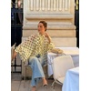 image:imageFloerns Womens Polka Dots Bishop Sleeve Shirts Tie Neck Mesh Blouse TopsYellow
