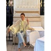 image:imageFloerns Womens Polka Dots Bishop Sleeve Shirts Tie Neck Mesh Blouse TopsYellow