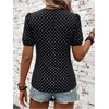 image:imageFloerns Womens Polka Dots Blouses Short Sleeve Lace Trim V Neck TopsBlack